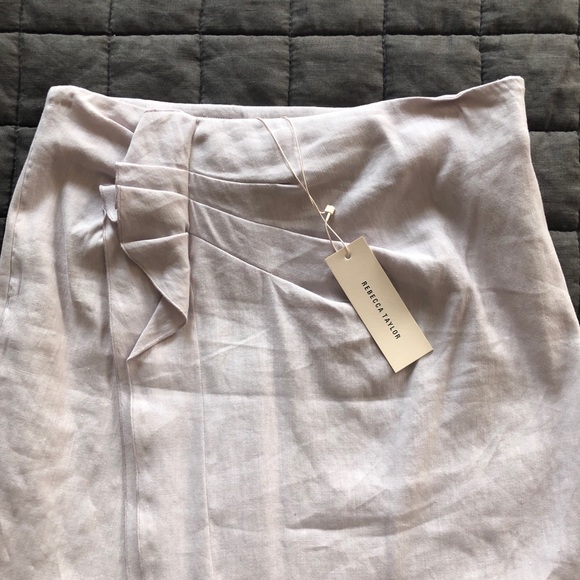 NWT Rebecca Taylor Wisteria  Linen Skirt Sz4 - Picture 3 of 5